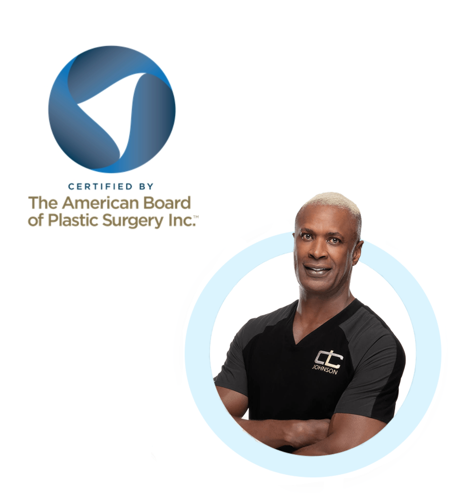 Dr. Christopher Johnson with the American Board of Plastic Surgery certification mark